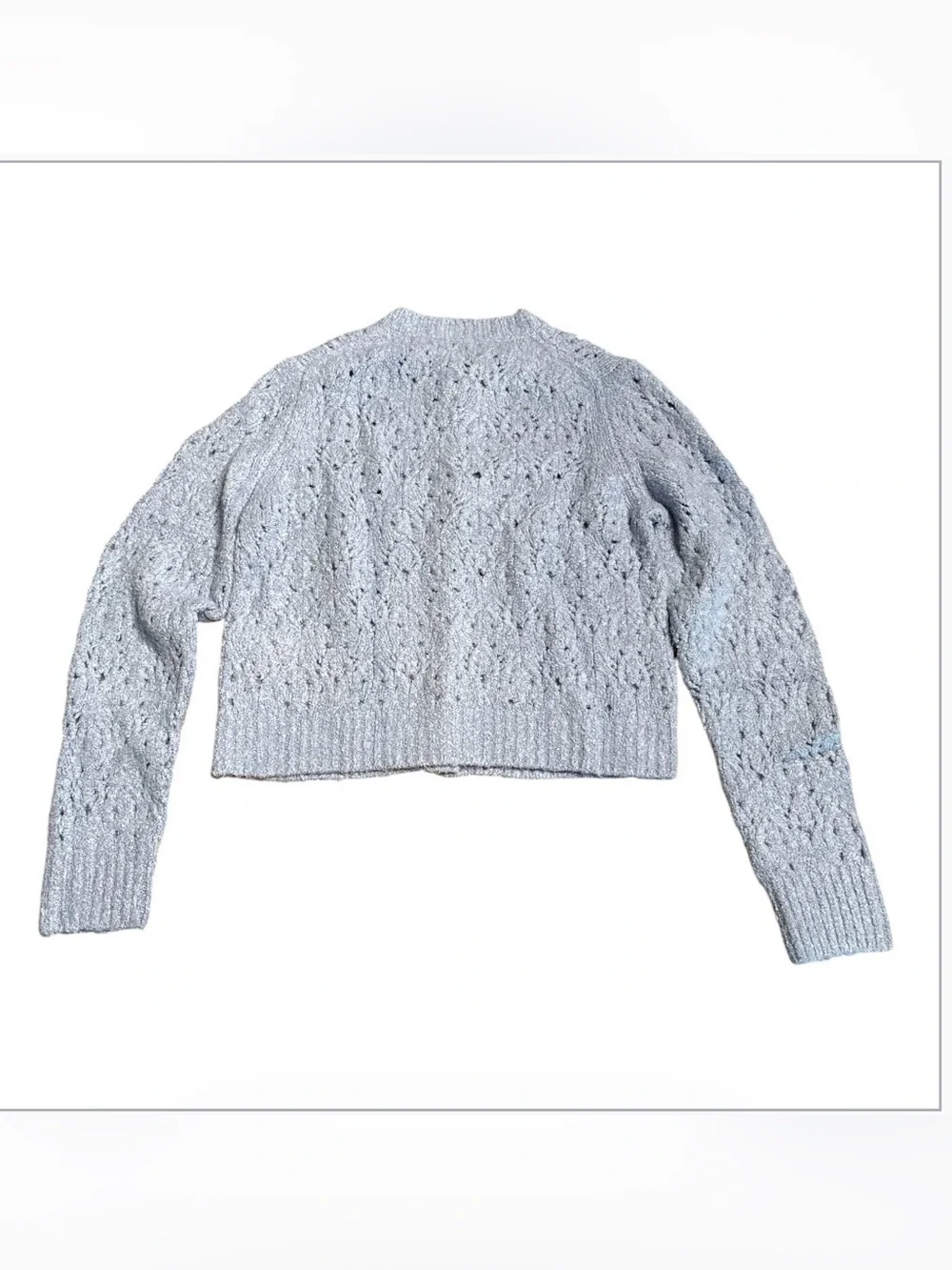 Madewell Pointelle-Stitch Cardigan Cotton Blend Hydrangea blue NY433 Size S NWT